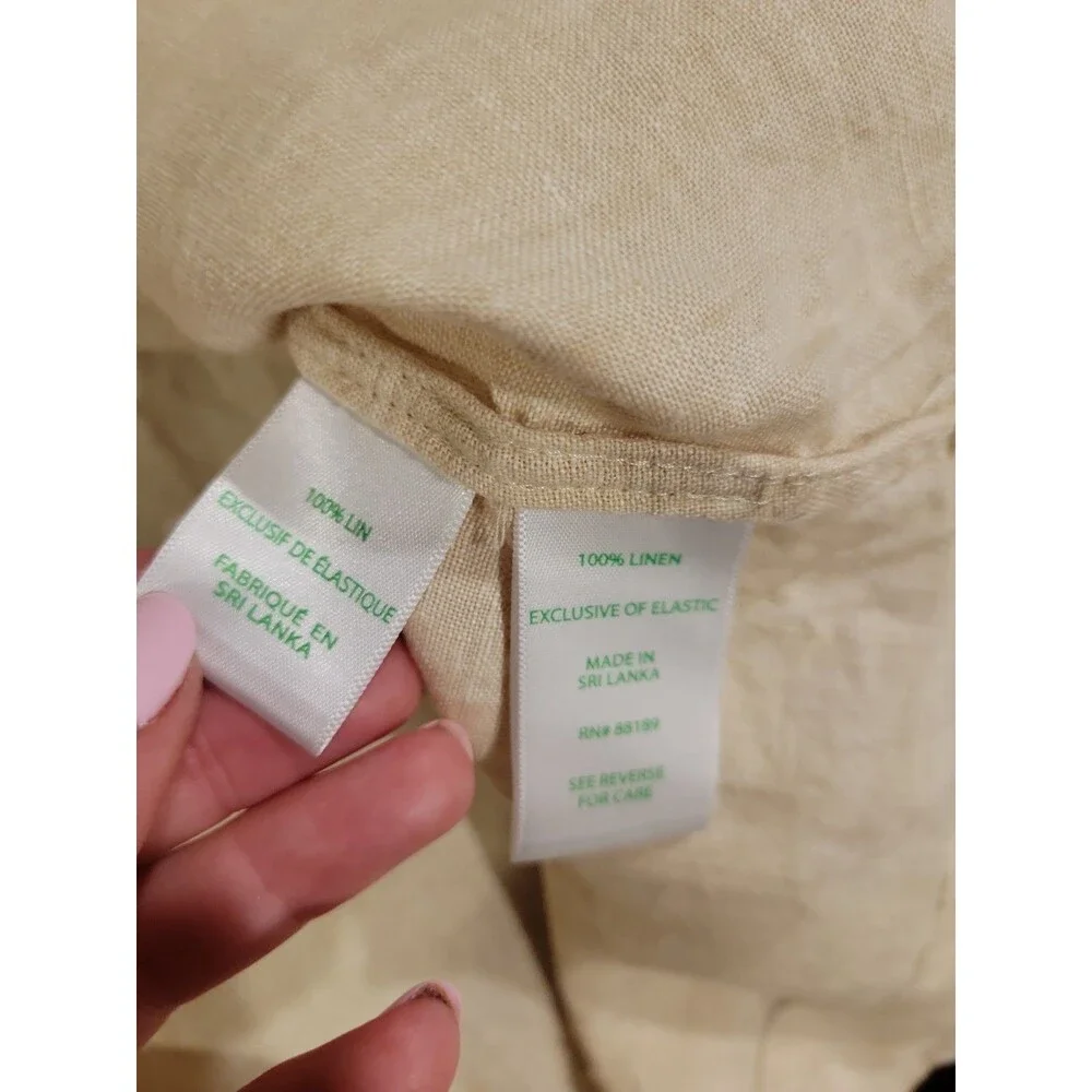Lilly Pulitzer Mialeigh Top Women’s 10 Beige Linen Blend Puff Sleeve Blouse